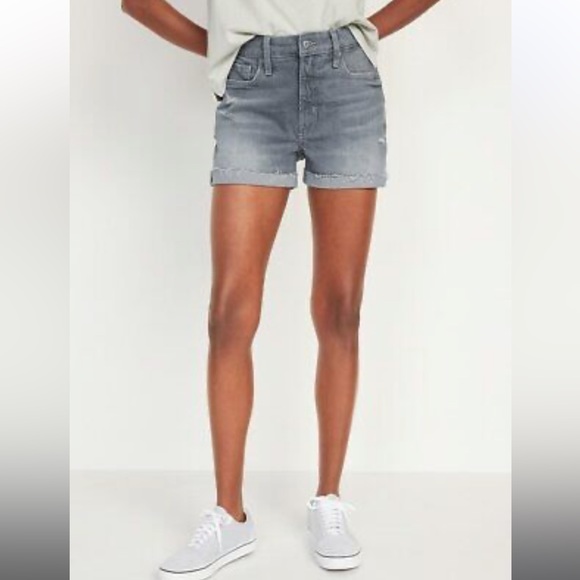 Old Navy Women's High-Waisted O.G. Gray 3" Cut-Off Jean Shorts - Picture 1 of 6